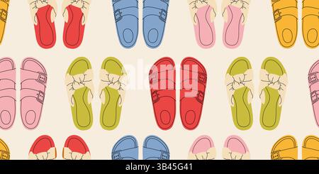 Seamless pattern with summer women's shoes Stock Vector