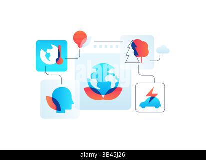 Environmental problems and ecology - flat design style illustration Stock Vector