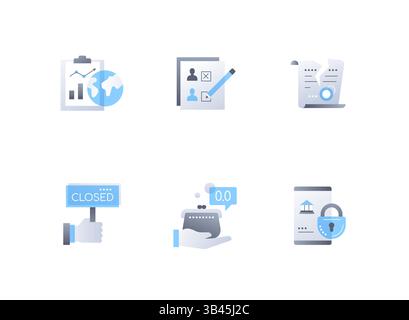Crisis - modern flat design style icons set Stock Vector