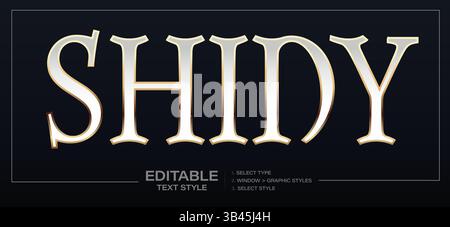 Shiny Gold Text Effect With Elegant Gradient Finish And Classic Serif Style, Perfect For Luxury Branding, Invitations, Or Headlines. Fully Editable Stock Vector