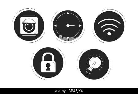 IoT smart home icons doodle linear objects set Stock Vector