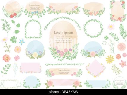 Pastel-Colored Floral Frames And Backgrounds Set Isolated On A White Background. Vector Illustration. Stock Vector