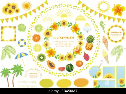 Vector Colorful Summer Graphic Elements Set Isolated On A White Background. Stock Vector