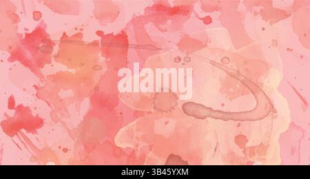 Abstract watercolor background in shades of pink and red, showcasing fluid brushstrokes, soft blending, and vibrant color variations Stock Vector