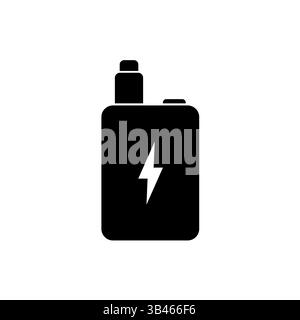 Minimalist black and white icon of an electronic vape device with a lightning bolt, symbolizing power Stock Vector