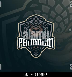 Pangolin mascot logo design with modern illustration concept style for badge, emblem and t shirt printing. Cute pangolin illustration for sport team. Stock Vector
