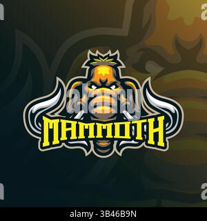Mammoth mascot logo design with modern illustration concept style for badge, emblem and t shirt printing. Mammoth head illustration for sport team. Stock Vector