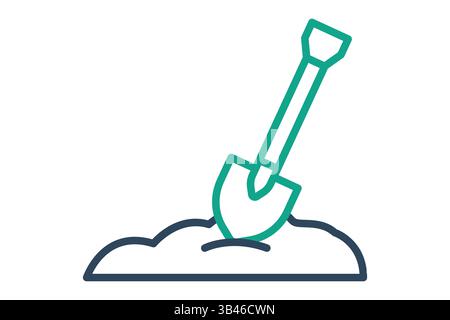 Shovel icon. line icon style. icon related to manual cultivation and work. agriculture elements vector illustration Stock Vector