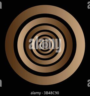 Abstract 3D brown circle layers background with luxury style isolated on black, futuristic tech concept. Vector top view. EPS editable. Stock Vector