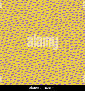 Pattern dot polka seamless background in yellow and purple. Bold abstract texture print perfect for retro design or trendy fabric Stock Vector