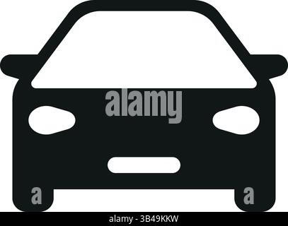 Front View Car Icon Vector or Minimalist Black Car Silhouette Design Stock Vector
