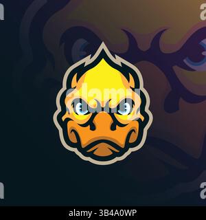 Duck mascot logo design vector with modern illustration concept style for badge, emblem and t shirt printing. Duck head illustration. Stock Vector