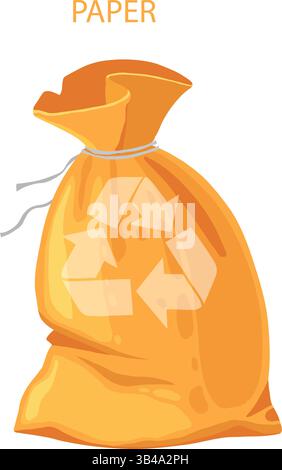 Realistic separate trash. 3D plastic sack waste bag for util kitchen garbage, utility separators eco collect recycle environment rubbish handles Stock Vector