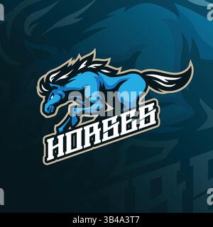 Horses mascot logo design vector with modern illustration concept style for badge, emblem and t shirt printing. Horses illustration for sport team. Stock Vector