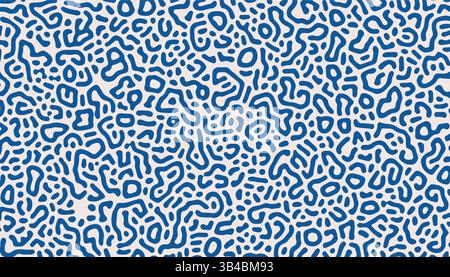 Navy blue psychedelic texture. Abstract background with Turing diffusion effect. Trippy hypnotic abstraction. Bizarre structure. Stock Vector