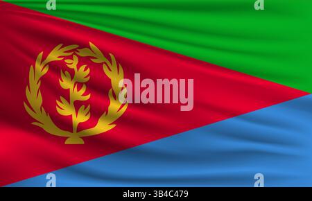Vector flag of Eritrea waving closeup style background illustration Stock Vector