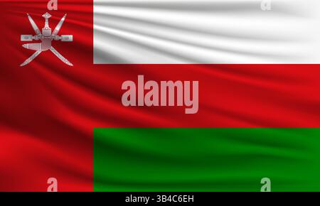 Vector flag of Oman waving closeup style background illustration Stock Vector