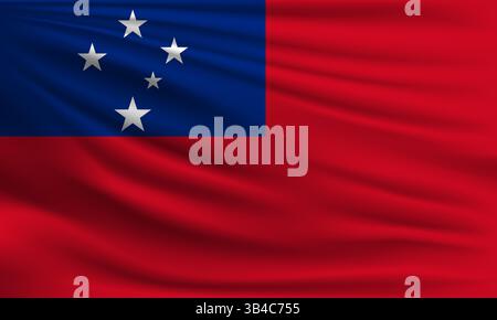 Vector flag of Samoa waving closeup style background illustration Stock Vector