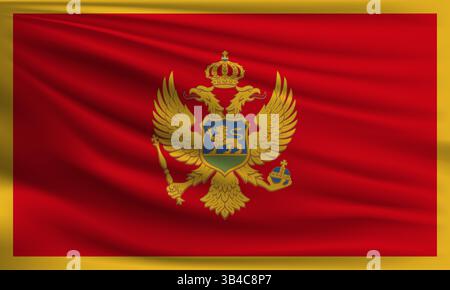 Vector flag of Montenegro waving closeup style background illustration Stock Vector