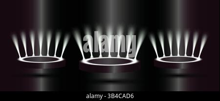 Luxury podium in dark shinning spot light, can be used in online selling market flyer, product promotion, advertising, discount announcement, Stock Vector