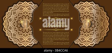 Luxury ornamental mandala background with golden arabesque patterns, element for invitation, meditation poster, yoga, wedding, book cover, cover page Stock Vector