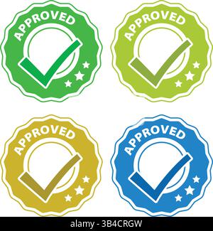 Colorful Approved Validation Seals Vector Set Stock Vector
