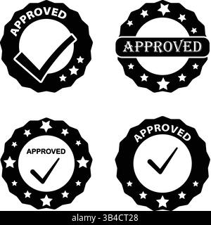Colorful Approved Validation Seals Vector Set Stock Vector