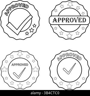 Colorful Approved Validation Seals Vector Set Stock Vector