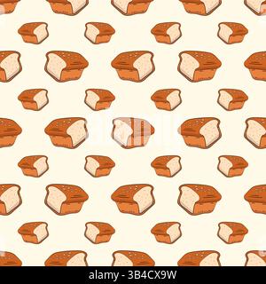 Vector doodle sketch style breads and baguettes bakery seamless pattern Stock Vector