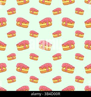 Seamless pattern with pieces of cakes, pies in doodle vintage style Stock Vector