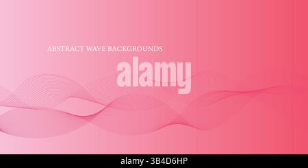 Pink Gradient Abstract Waves – Minimalist Vector Art with Smooth Curves & Flowing Lines Stock Vector