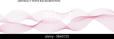 Soft Pink Abstract Waves Minimalist Flowing Curves on White Background Stock Vector
