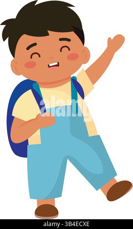 smiling school boy with backpack vector illustration Stock Vector Image ...
