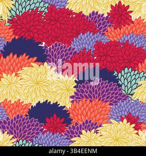 Seamless pattern with vivid stylized plants in graphic style. Vector. Stock Vector