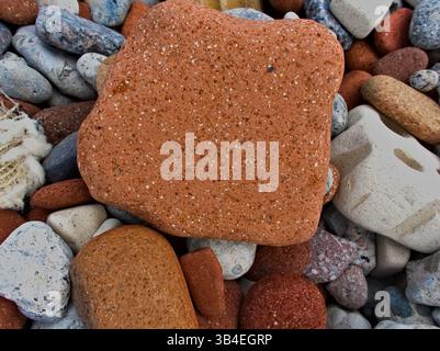 Natural pattern formed from ruin. Ontario waves polished what remained into something soothing and real. Stock Photo