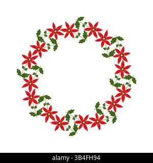 Circular Wreath Of Abstract Red Flowers Stock Vector