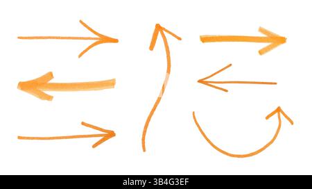 Set of orange arrows isolated on white Stock Photo