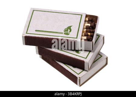 A stack of matchboxes isolated on white background Stock Photo