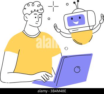 Education with AI technology vector. Students and teachers using artificial intelligence tools for learning, teaching, lesson planning, and exam Stock Vector
