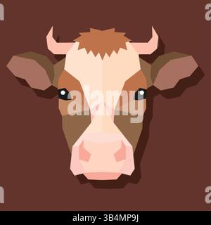 Low poly cow head front. Vector illustration Stock Vector