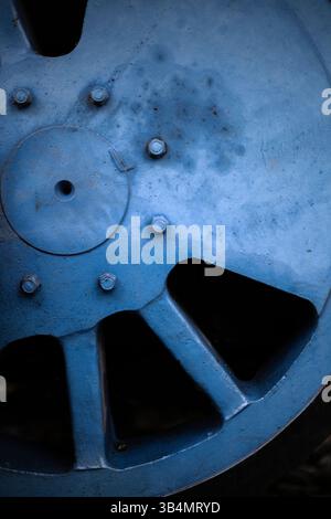 drive wheel of vintage steam locomotive, norfolk, england Stock Photo