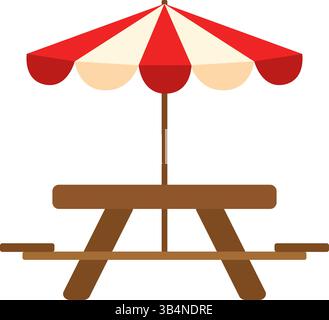 Picnic bench with umbrella. Vector illustration Stock Vector