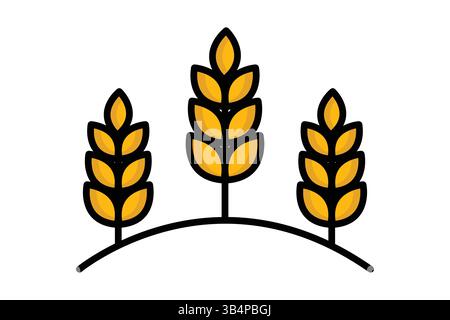 Wheat icon. colored outline icon style. icon related to staple crops and harvest. agriculture elements vector illustration Stock Vector