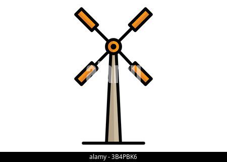 Windmill icon. colored outline icon style. icon related to traditional source of power on farms. agriculture elements vector illustration Stock Vector