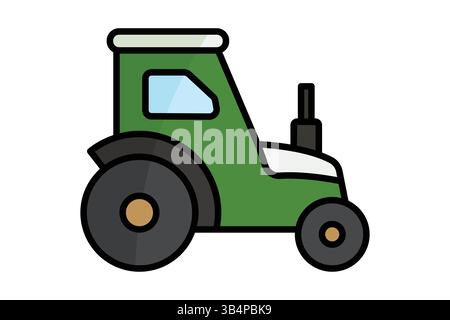Tractor icon. colored outline icon style. icon related to farming machinery. agriculture elements vector illustration Stock Vector