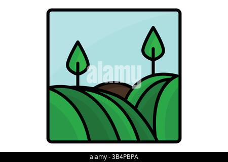Farm icon. colored outline icon style. icon related to agricultural activity. agriculture elements vector illustration Stock Vector