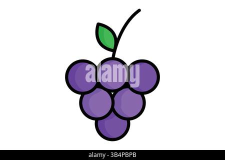 Grapes icon. colored outline icon style. icon related to fruits. agriculture elements vector illustration Stock Vector