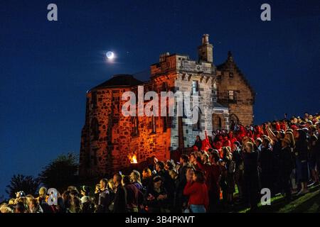 Members of the public during the Beltane Fire Festival in Edinburgh. A ...