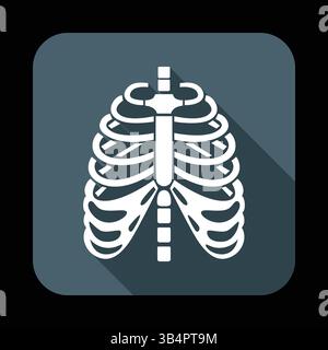 High-Resolution Medical Illustration of Human Rib Cage and Spine – Anatomy Diagram for Healthcare and Education Stock Vector