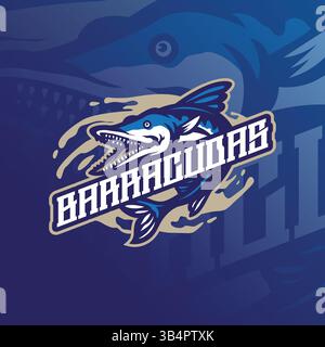 Barracuda mascot logo design with modern illustration concept style for badge, emblem and t shirt printing. Angry barracuda illustration. Stock Vector